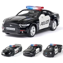 

2022 HS1 1/36 Diecast Alloy Police Car Models Challenger 2 Doors Opened With Pull Back Function Metal Sports Cars Model For