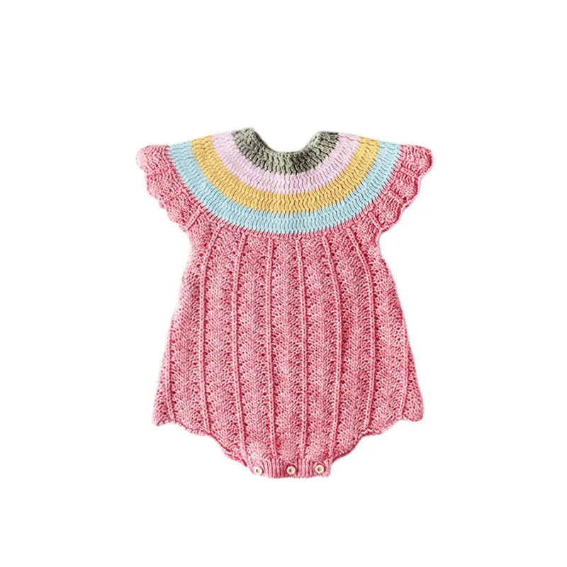 

Cotton Baby Clothing Knitted Newborn Infant Romper Woolen Rainbow Princess newborn Baby Girl Rompers Infant Girl Jumpsuit