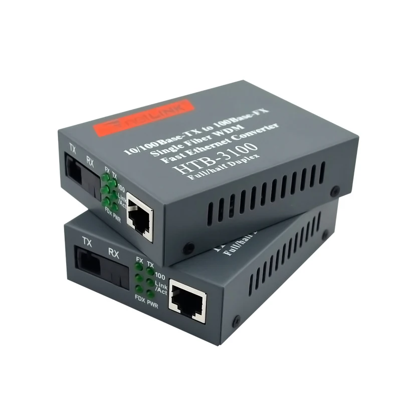 1 par HTB-3100AB fibra óptica conversor de mídia fibra transceptor único conversor 25km sc 10/100m única fibra