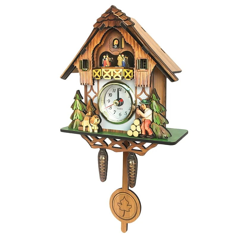 

Antique Wooden Cuckoo Wall Clock Bird Time Bell Swing Alarm Watch Home Art Decor 001