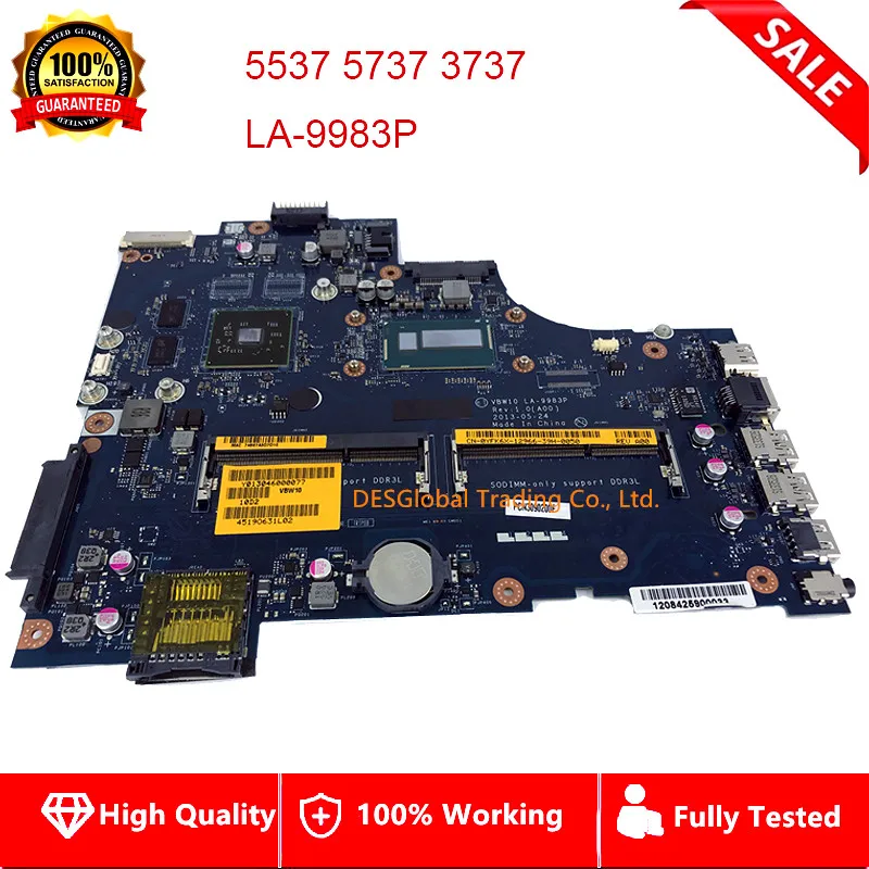 

CN-0YFK6X 0YFK6X YFK6X FOR Dell Inspiron 17 5537 5737 3737 Laptop Motherboard With i5-4200U CPU HD8670 VBW10 LA-9983P 100% Test