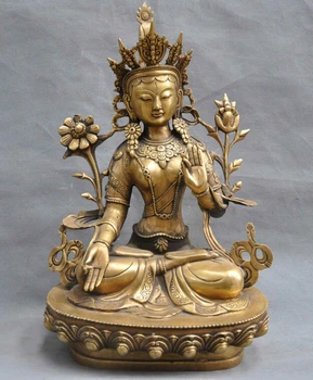 

18"Tibet Bronze colour Buddhism Buddha Statue White Tara Bodhisattva Bronze decoration bronze factory outlets