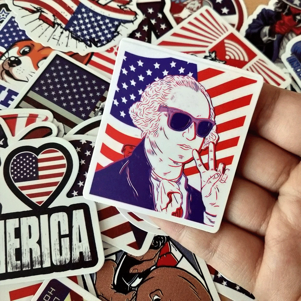 50PCS President USA Flag Stickers For Laptop Suitcase Phone Car