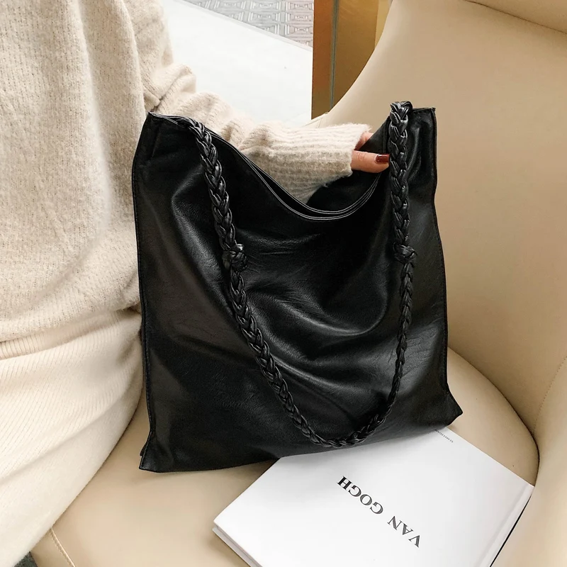 

Fashion Large Capacity Tote Bags Women Weave Strap Shoulder Bag Casual Solid Female Crossbody Bag For Women Soft Leather Handbag