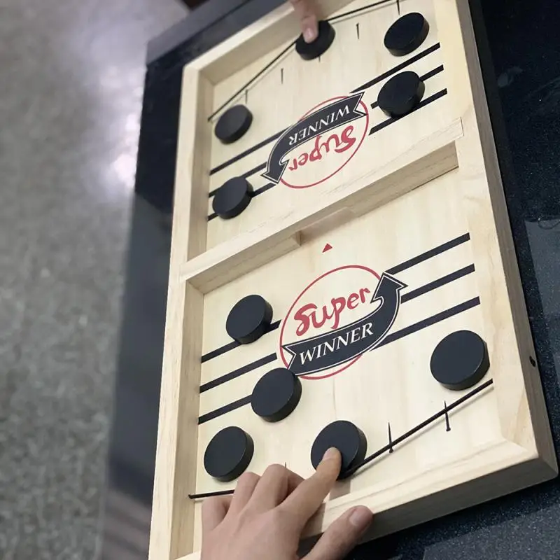 Board-Game Fast Hockey Sling Puck Game Two-Player Wooden Board Party Indoor Table Game Montessori Kids Toys Adults Dropshipping