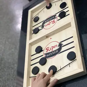Board-Game Fast Hockey Sling Puck Game Two-Player Wooden Board Party Indoor Table Game Montessori Kids Toys Adults Dropshipping