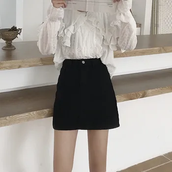 

2020 summer casual style Women's Fashion Jean High Waist A-Line Pure Color Wild Slim Denim Skirt Hip Skirt