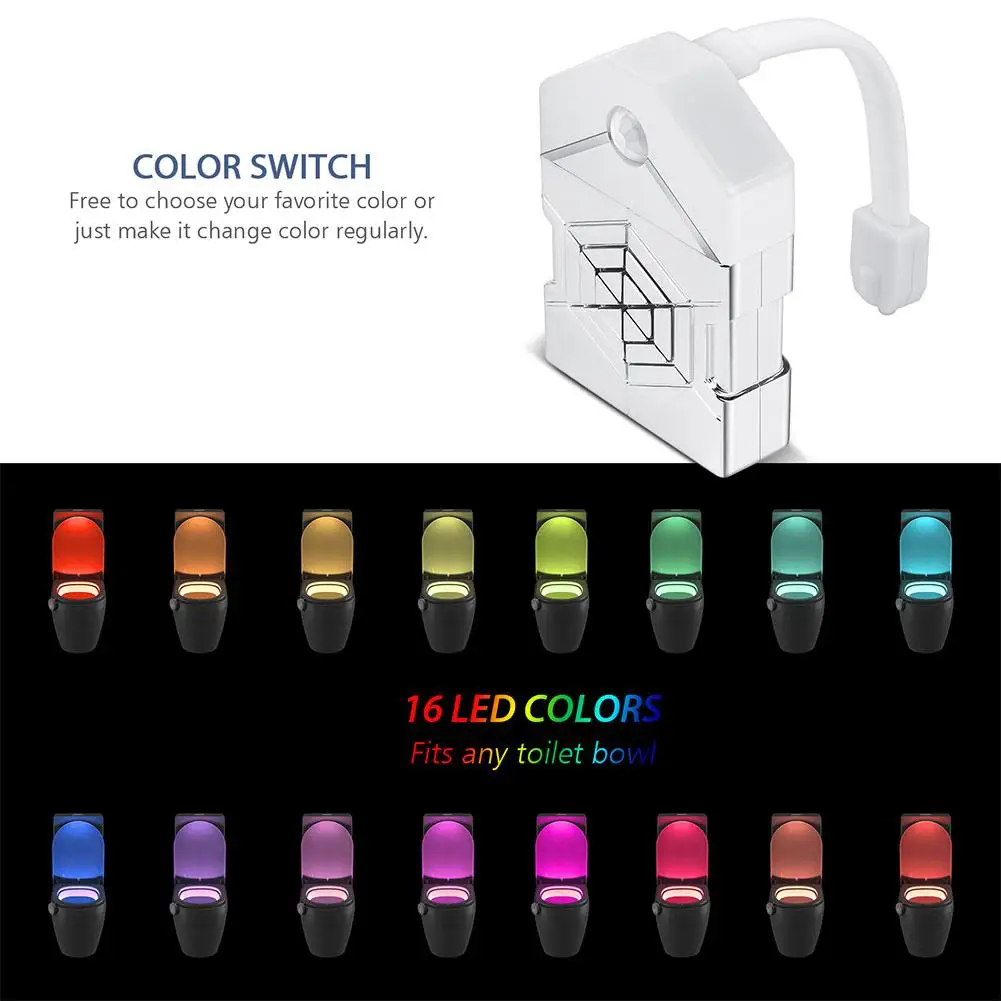 

2in1 LED Toilet Night Light Motion Sensor WC Light 16 Colors Changeable Lamp AAA Battery Powered Sterilization for Toilet Child