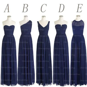 

free shipping formal party gown 2016 vestidos de festa navy blue long chiffon mismatched bridesmaid dresses simple cheap custom