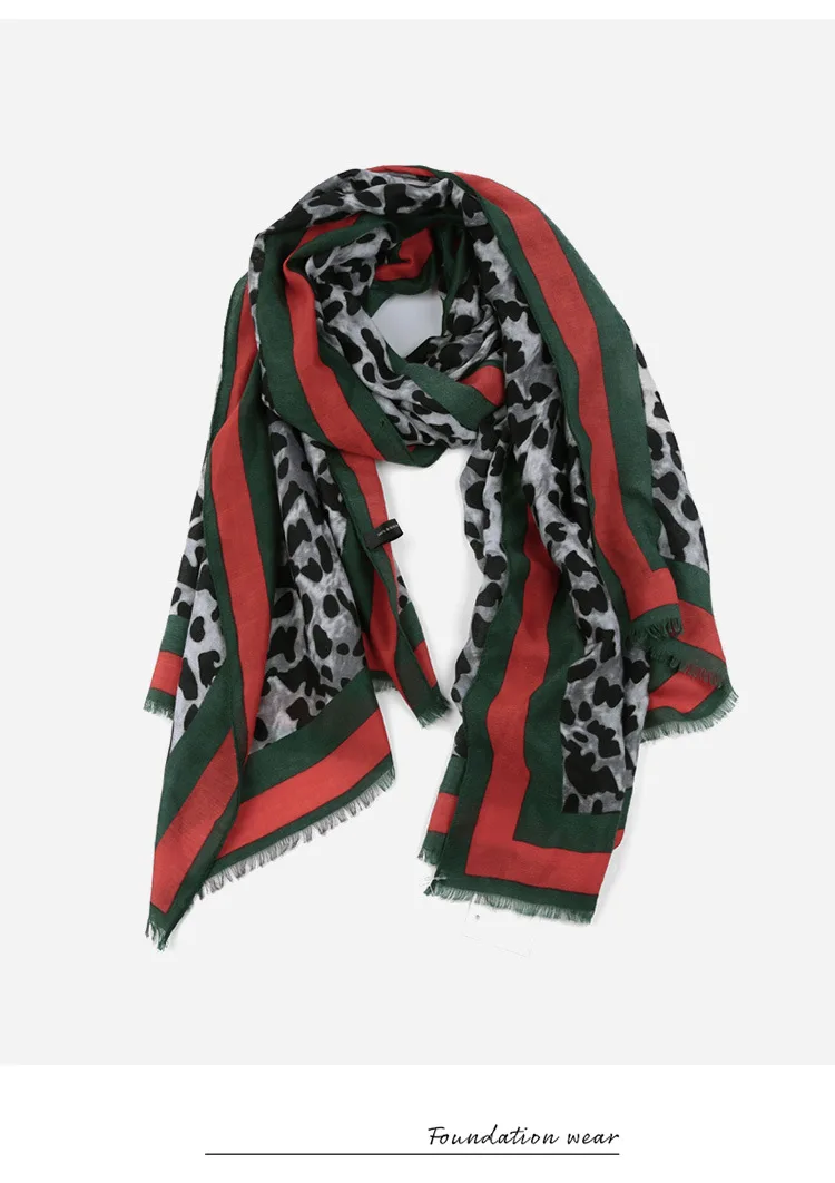 Леопардовый шарф, женская зимняя шаль, красный шероховатый край, твил, хлопок, высокое качество, принт, пашминовый палантин, мусульманский хиджаб, Sjaal, шарф для девушек