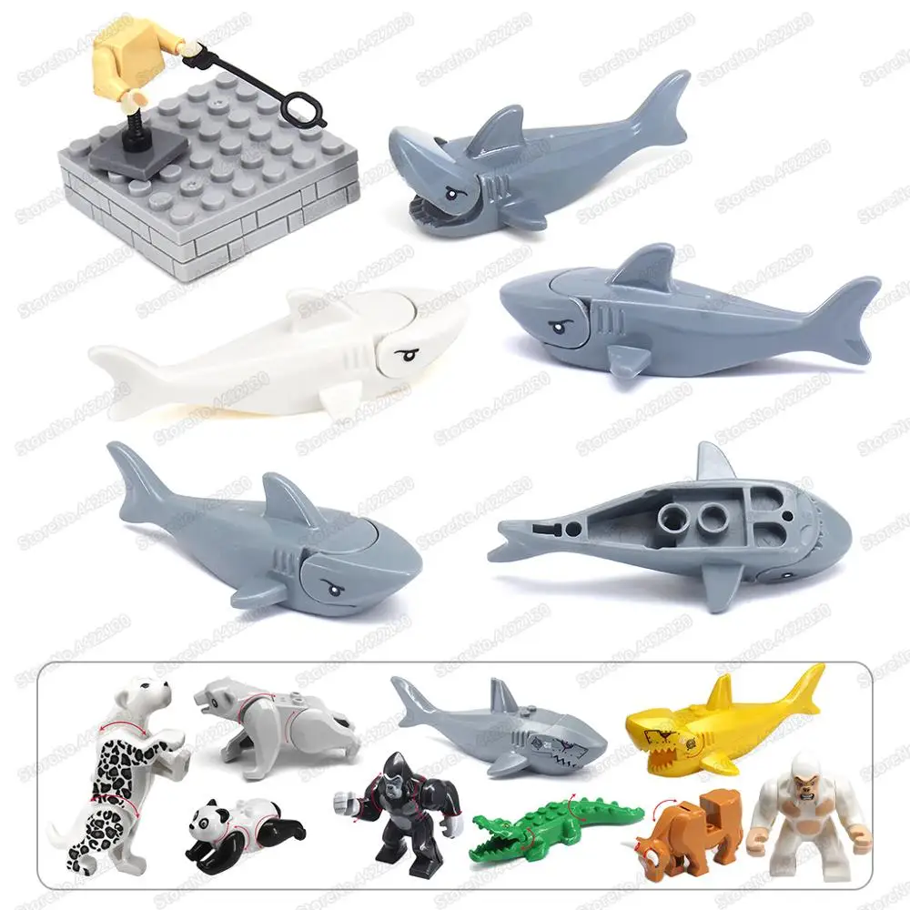 

Deep Sea Building Block Mini Shark Assembly Replacement Parts For Moc Animal World Figures Friend Model Child Christmas Gift Toy