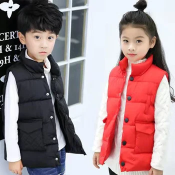 

Autumn Winter Children Clothes New Girls Outerwear&Coats Turn Down Boys Vest Jackets Baby Girl Warm Waistcoat Age For 4 6 8 10
