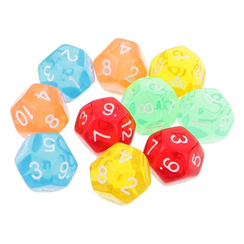 

Set of 10pcs 12 Faces Multicolored Dice D12 Accessories for Board Games