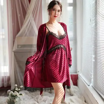 

Winter Champagne Chinese Bride Wedding Robe Satin Sleepwear Women Nightgown Sexy Nightdress Lady Kimono Bathrobe Gown Negligee