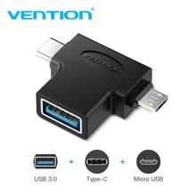 Адаптер Vention USB type C USB 3,0 OTG Кабель-адаптер 2 в 1 Micro USB OTG конвертер для Xiaomi One Plus Nexus 6P