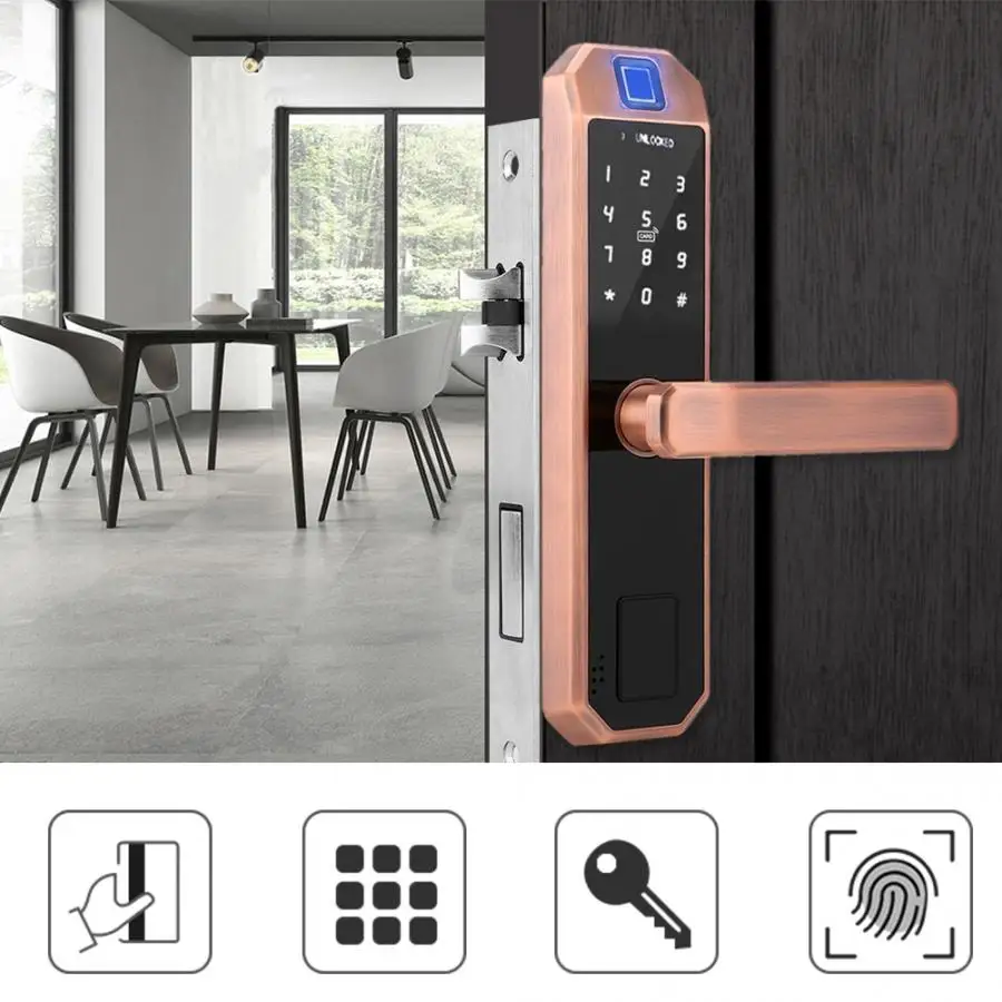 

701 Fingerprint Lock Digital Electronic Smart Door Lock Home Anti-theft Intelligent Lock Bronze