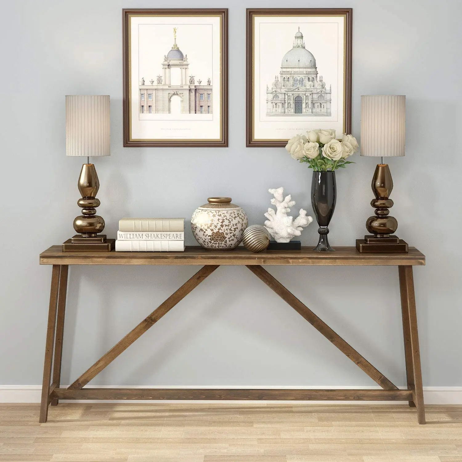 

Tribesigns 59 Inches Extra Long Rustic Console Table, Solid Wood Entry Table, Sofa Table for Living Room, Entryway & Balcony