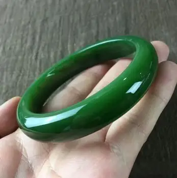 

Zheru Jewelry Natural Hetian Jade Green 54-62mm Bracelet Elegant Princess Jewelry Gift for Mother to Girlfriend
