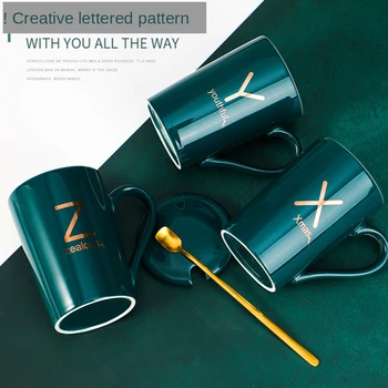 

Nordic Style Alphabet Ceramic Mug Mug Breakfast Coffee Cup Thermostatic Heating Pad Office