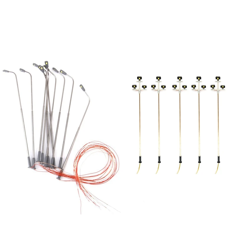 15 Pcs 1:100 Model LED Street Lamp: 5 Pcs LED Street Light Scenery Lamppost for Sand Table Model 3& 10 Pcs Model LED Street Lam
