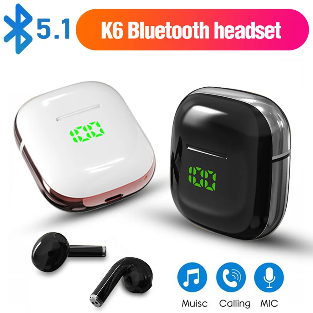 Светодиодные Bluetooth-наушники Беспроводные гарнитуры Мини-наушники TWS Спортивная