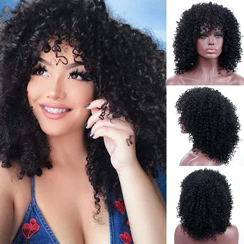 

LUPU Afro Kinky Curly Synthetic Wigs Black Red High Temperture Fiber Short Style Hair For Women African American