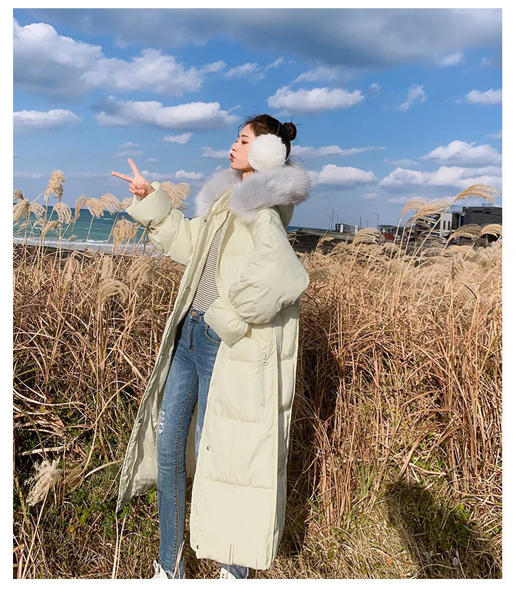 Зимняя женская куртка, большие размеры, женские парки, утепленная верхняя одежда с меховым воротником, одноцветные пальто с капюшоном, длинные женские базовые Топы с хлопковой подкладкой