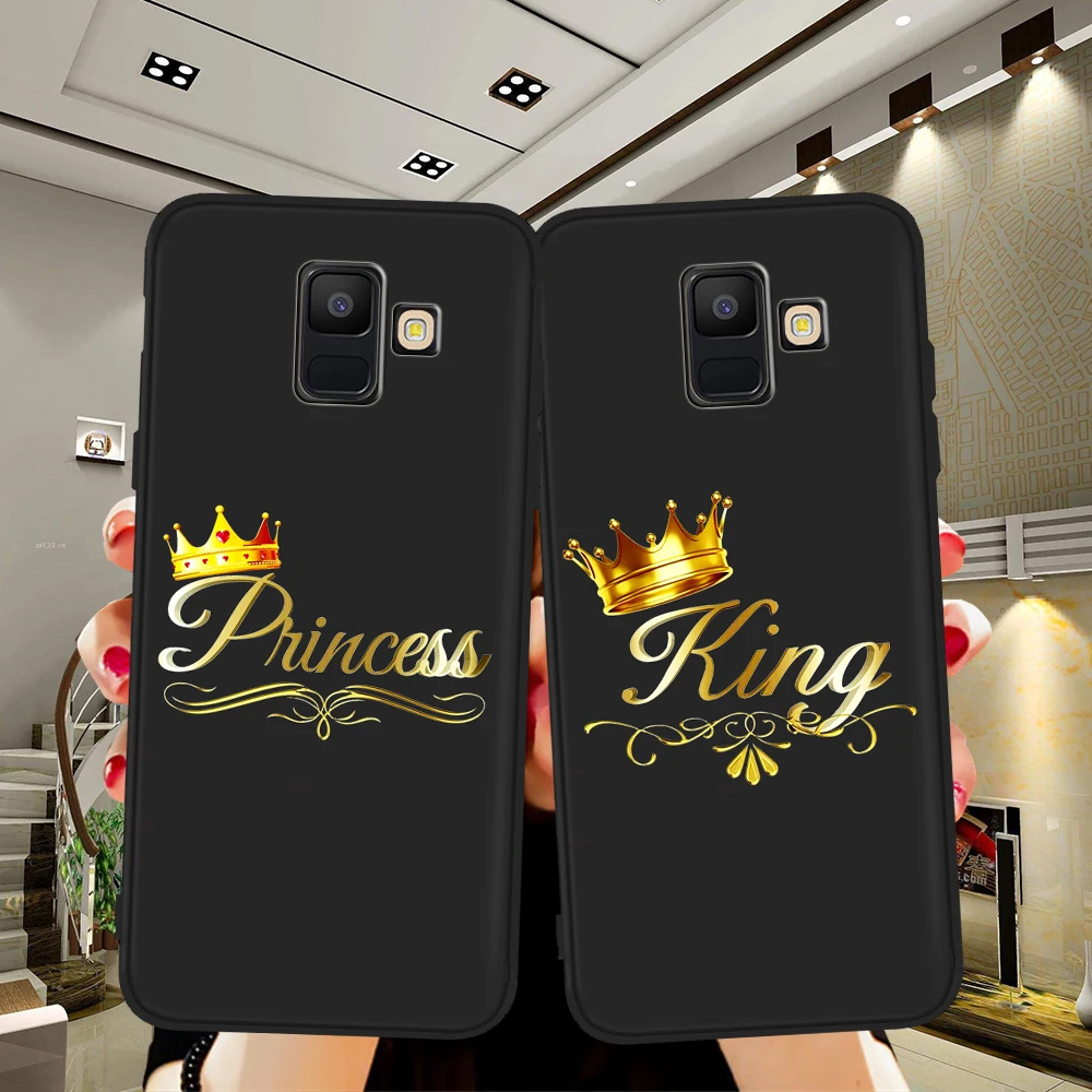 couple king queen phone case for Samsung Galaxy A3 A5 A6 A7 A8 A9 A10 A20E A30 A40 A50 A70 A51 A71 A90 J3 J4 J5 J6 J7 J8 Plus | Мобильные