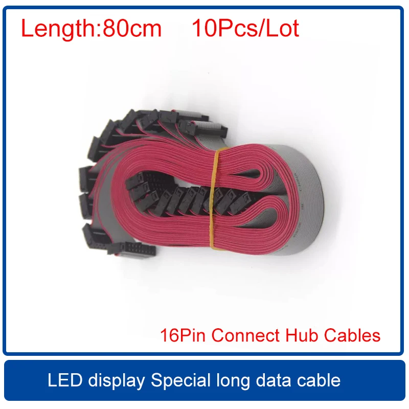 10Pcs 80cm 16pin LED Display Long Flat Wire ,PIN Connector Gray Flat Ribbon Data Cable ,Hub Cable Signal Transmit Date Line