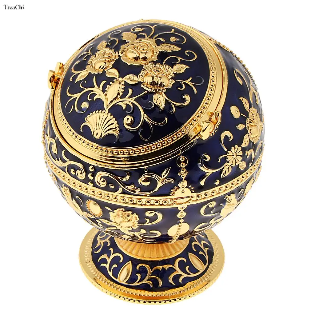 Carved Vintage Jewelry Storage Box Lovely Trinket Box European Embossed Pattern Gem Jade Stone Storage Cases Home Collections