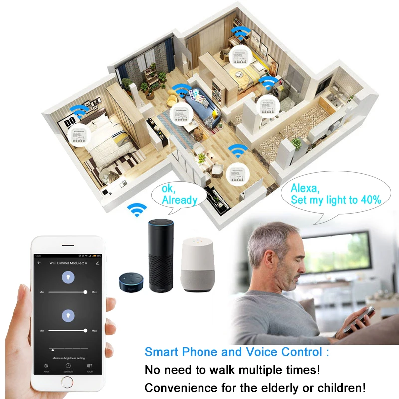 Tuya Zigbee 3 0 Диммер Беспроводной интеллектуальный коммутационный модуль Управление