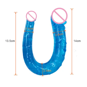 sex toys double dildo toys for adults Flexible Soft Jelly Vagina Anal Women Gay Lesbian Ended Dong Penis Artificial Penis 3
