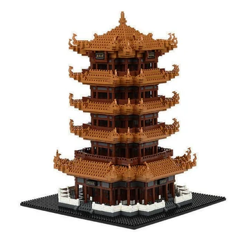 

LZ8003 The Yellow Crane Tower Set 4032pcs Diamond Architecture Model Building Blocks Bricks 3D Model Toys For kids Christmas