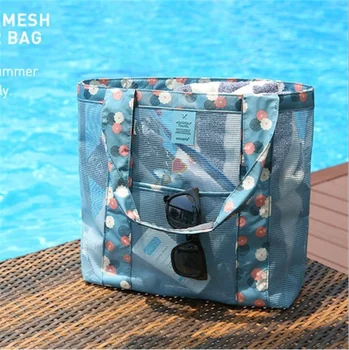 

Multifunctional travel transparent swimming bag wet and dry separation beach bag female seaside travel mesh grid storage bag