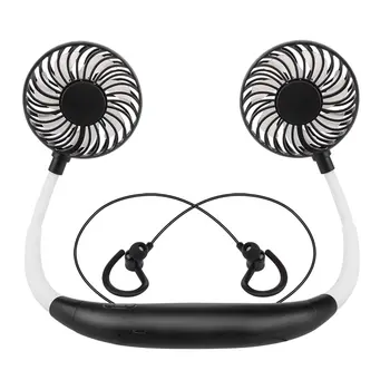 

Neck Fan USB Rechargeable With 7 Color LED Mini Neckband Mini Fan Wireless Earphones With Mic For All Phones