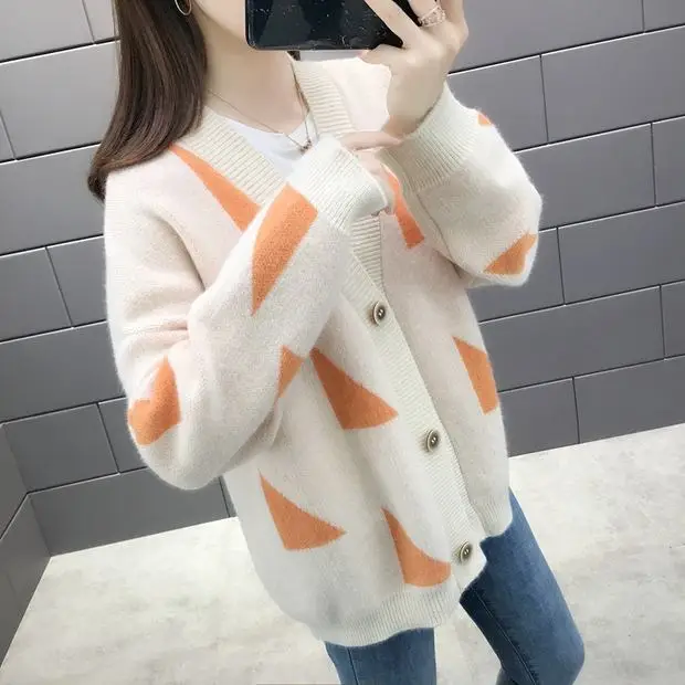OHCLOTHING, 9289 реальное фото, свободный свитер с бриллиантовым блоком, кардиган, пальто, 45- 1-й этаж, 11 рядов, 1 полка