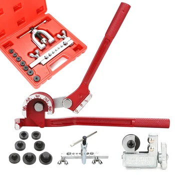 

11pcs/set Professional Pipe Flaring Kit Brake Fuel Pipe Repair Double Flare Dies With Mini Bender Tube Cutter Car Repair Tools