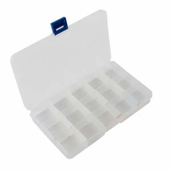 

15/10 Slots Plastic Adjustable Jewelry Storage Box Case Craft Organizer Beads x