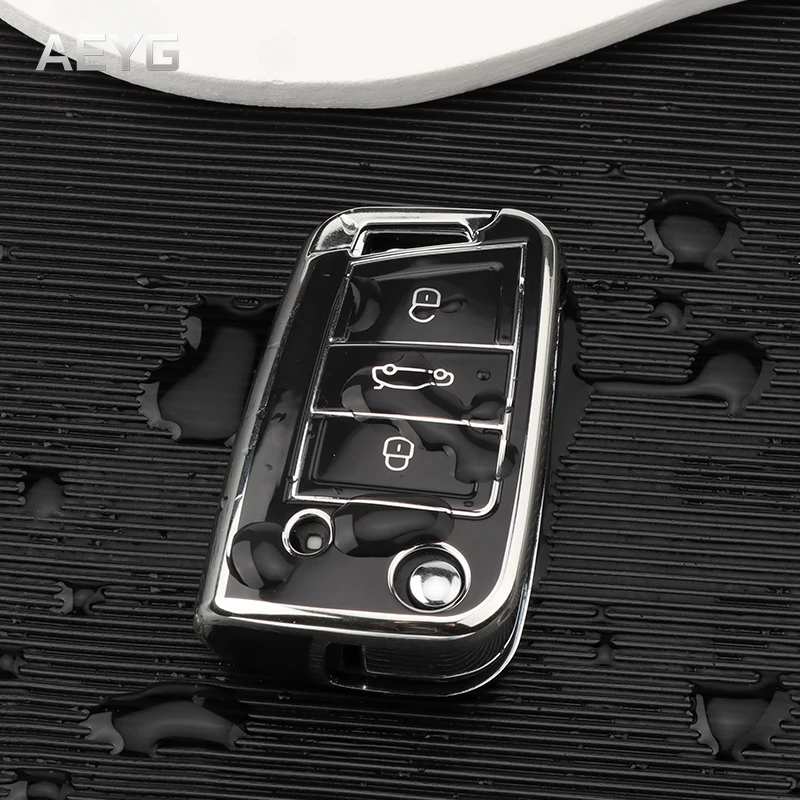 Key Case Cover Key Case TPU Car Key Case Full Cover Fob For VW Volkswagen Golf 7 MK7 Tiguan MK2 For SEAT Ateca Leon FR 2 Ibiza Skoda Octavia