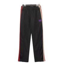 

Embroidery Butterfly Neddles Straight Pant Men Women Casual Side Red Stripe Pants High Street Casual Jogger Trousers Sweatpant