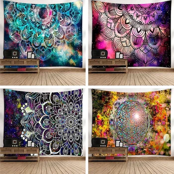 

India Mandala Tapestry Wall Hanging Starry Sky Painting Decor Wall Tapestries Psychedelic Hippie Wall Carpet Background Cloth