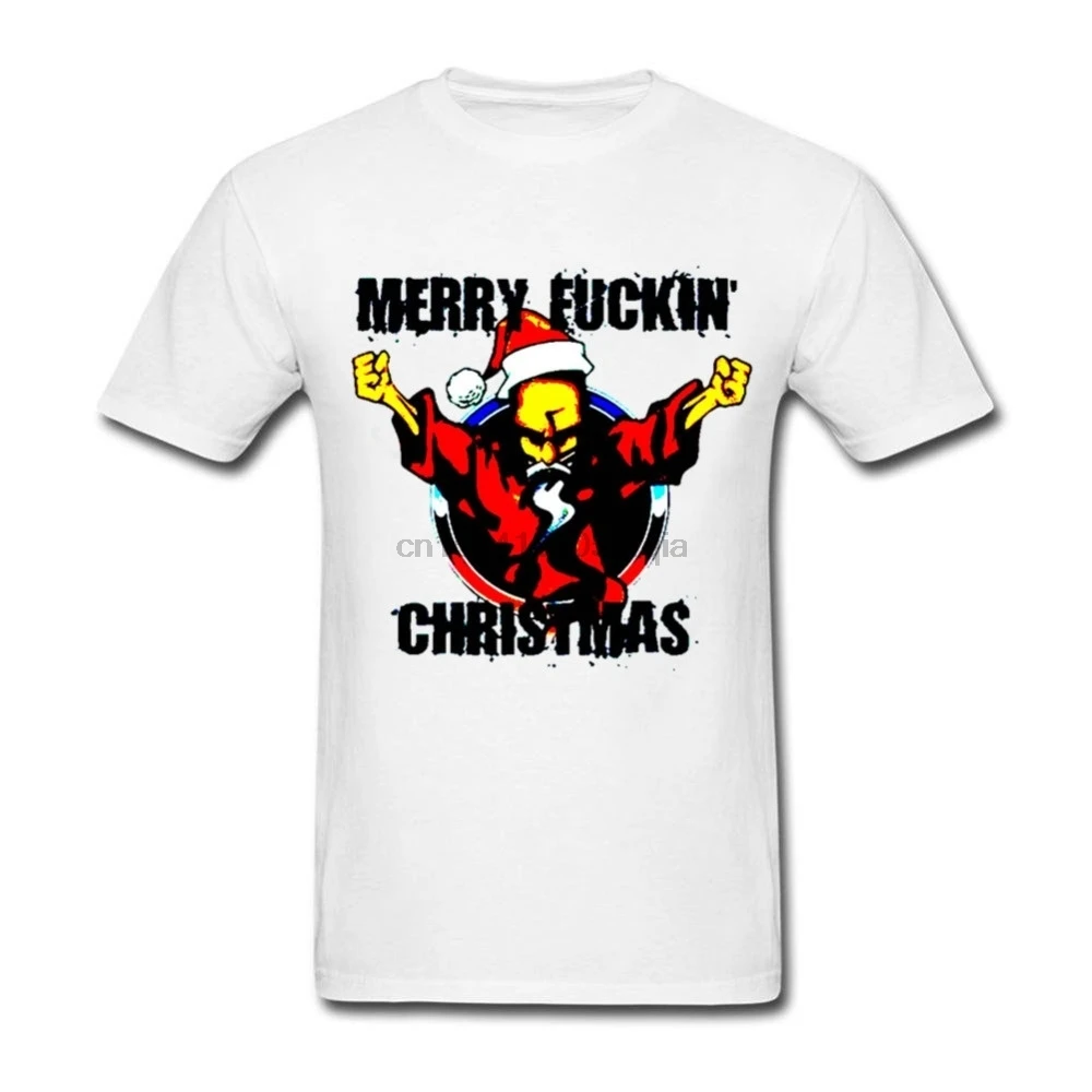 Casual New Thunderdome X-Mas Hardcore Merry Fckin' Christmas Tshirt Man Short Sleeve Cotton Custom Men T-shirts Camisetas |