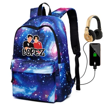 

The Fashion Lopez Brothers Unisex Galaxy Outdoor Oxford Rucksack Student Bags USB Charging Child Present Brother Kawaii Backpack