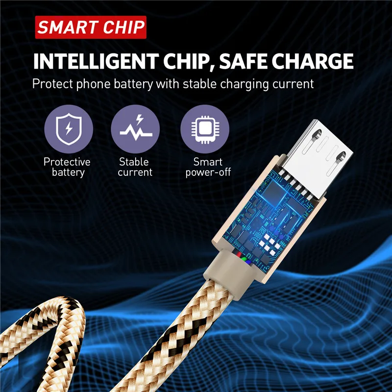 USLION кабель Micro USB для samsung, Xiaomi, huawei, планшета, Android, Micro USB, шнур для зарядки телефона, 2,4 А, кабель для зарядки и передачи данных, адаптер