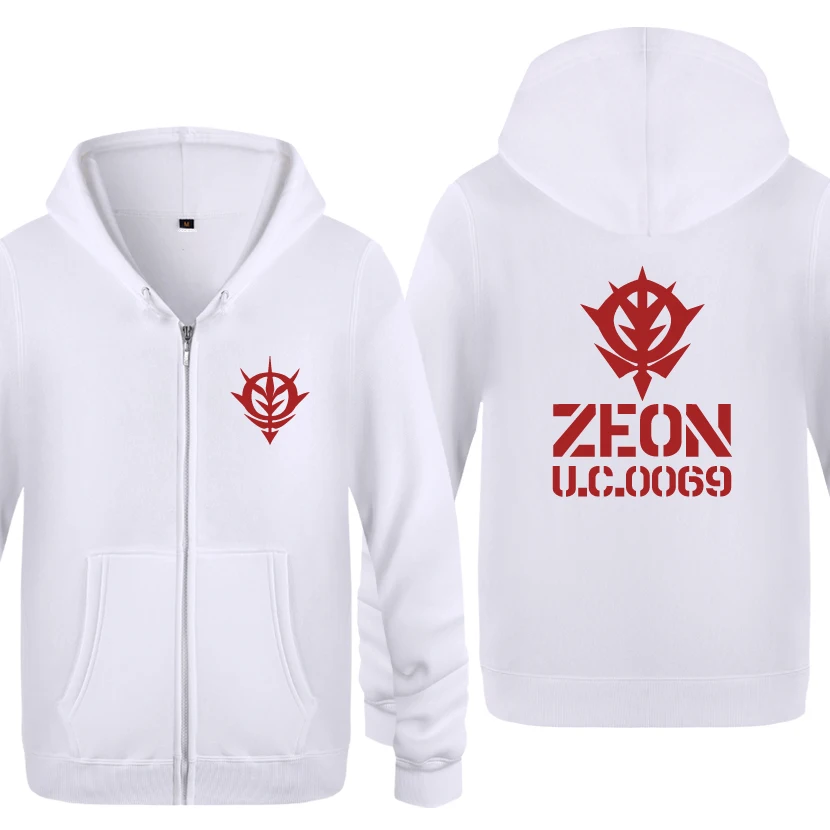 Zeon UC0069 логотип Аниме толстовки мужские мужские s молния с капюшоном флисовые толстовки кардиганы - Цвет: BAY HOT
