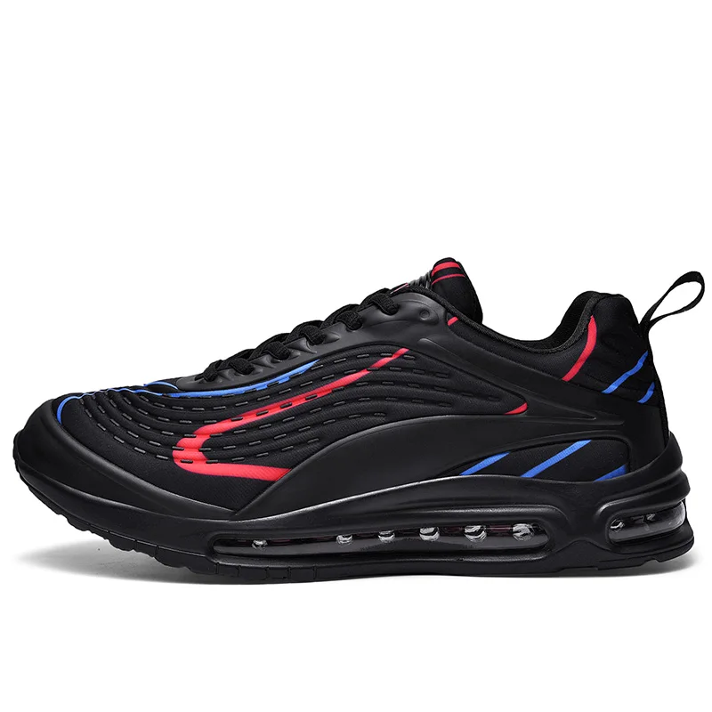 Новая спортивная обувь с воздушной подушкой, спортивная обувь для мужчин, дышащие кроссовки, удобные, большой размер 47, спортивная обувь для бега, Zapatillas - Цвет: 9186Black Red Blue