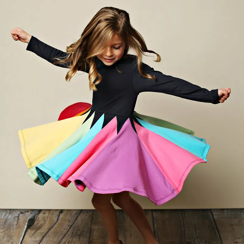 Платье принцессы для маленьких девочек; Детские Рождественские Платья с рисунком радуги и единорога; осенне-зимняя одежда; infantil; одежда для детей