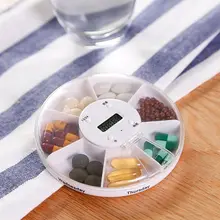 Portable 5 Alarms Pill Box 7 Days Timed Medical Box Organizer Medicine Storage Case with Reminder Digital Medical kit Container