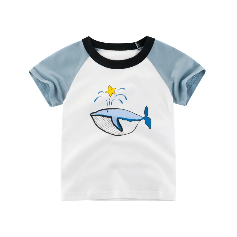 Kids T Shirt 1 2 3 4 5 6 7 8 9 Years Kids Boys Cotton Short Sleeve Shark Cartoon T-Shirts Summer Tops Clothing