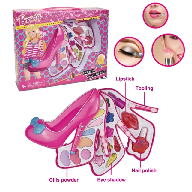 Conjunto de maquiagem em plástico para meninas, kit de brinquedos de  segurança para se pentear, cosméticos e balançar para meninas, presentes e  jogos de maquiagem - AliExpress
